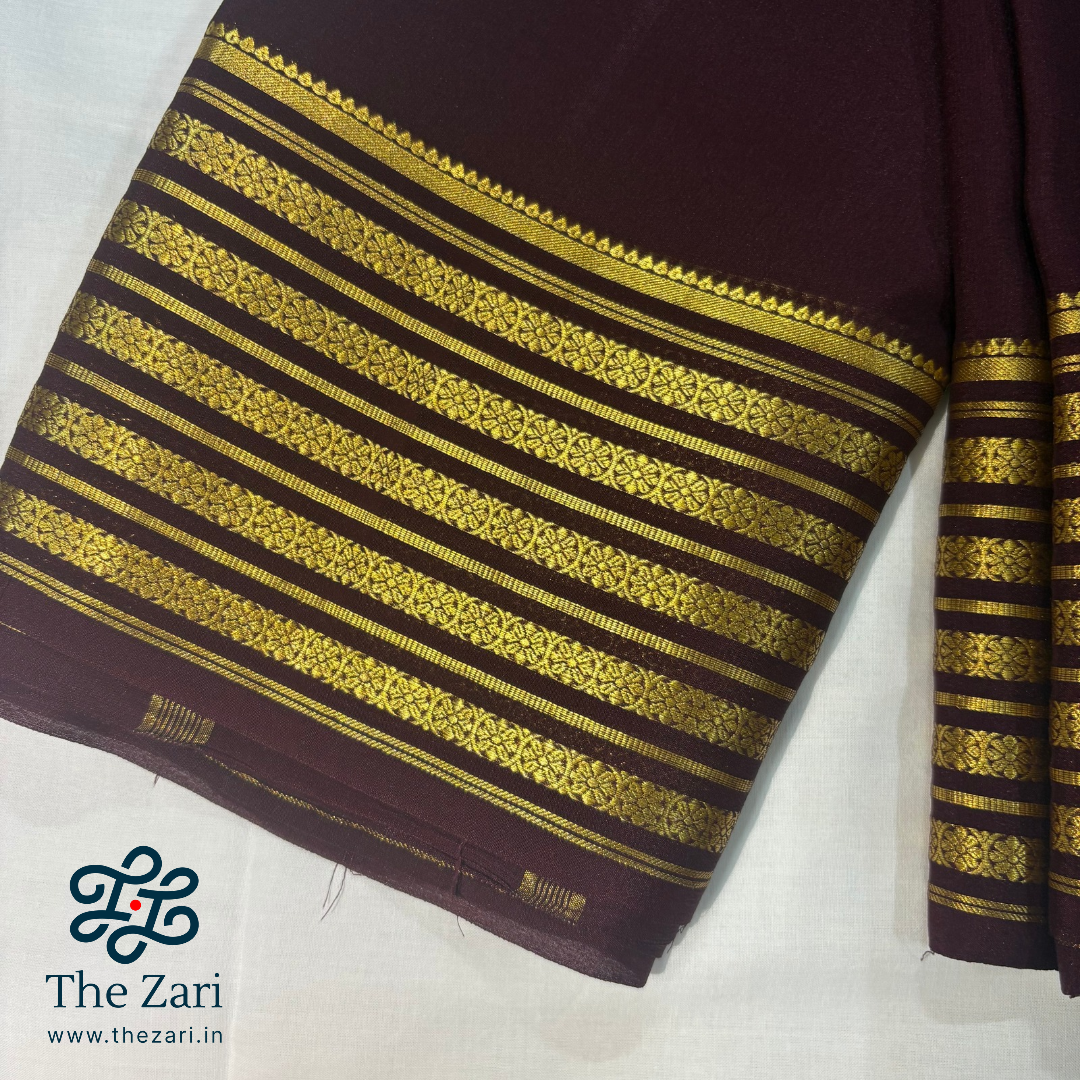 Pure Mysore Silk Coffee Brown Saree 80GSM