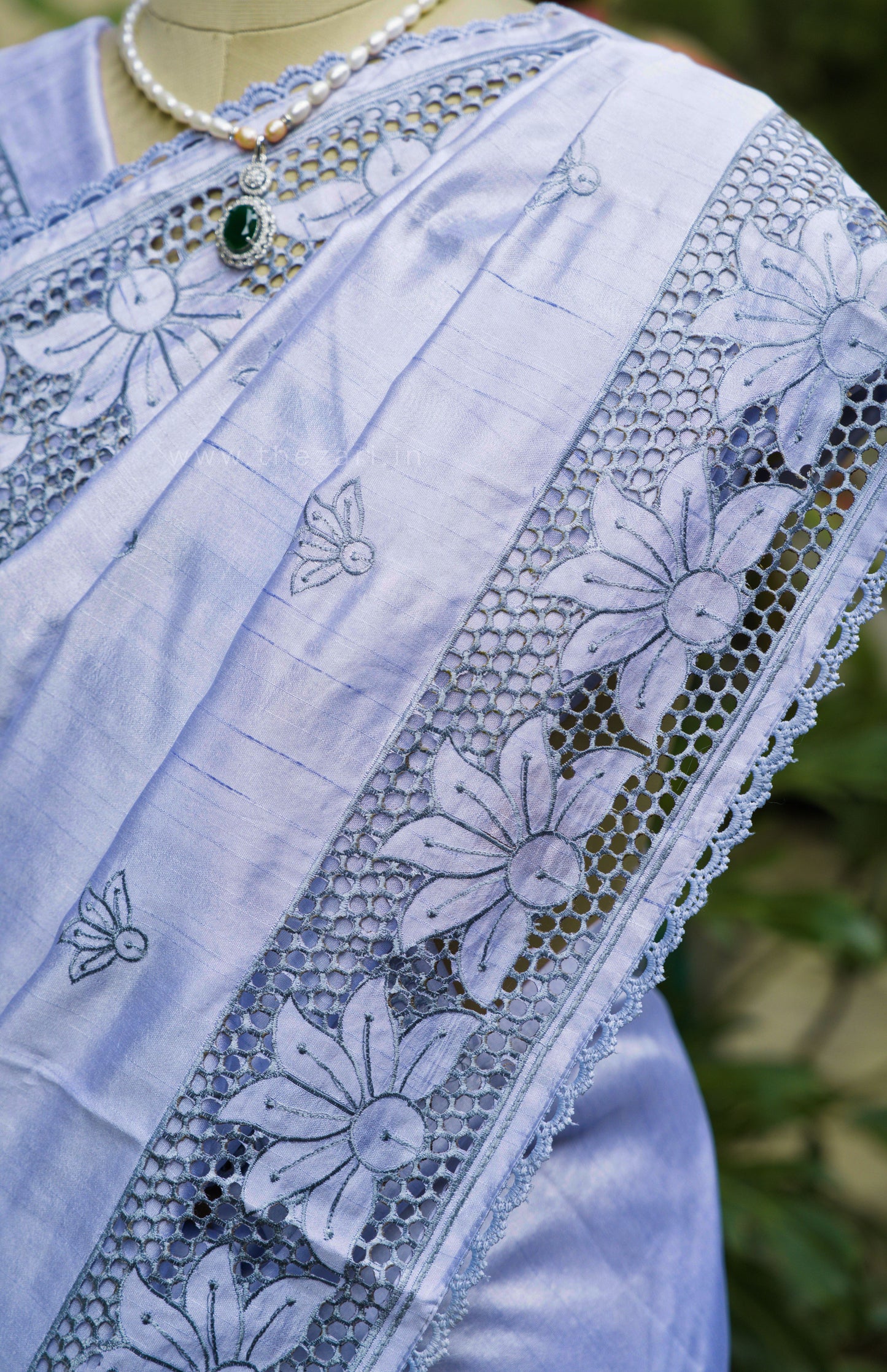 Lavender Matka Silk with Aplique work