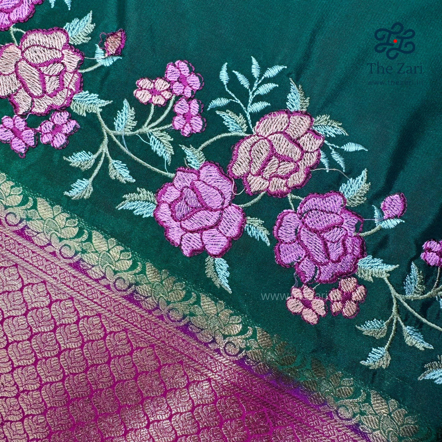 Embroidered semi silk saree