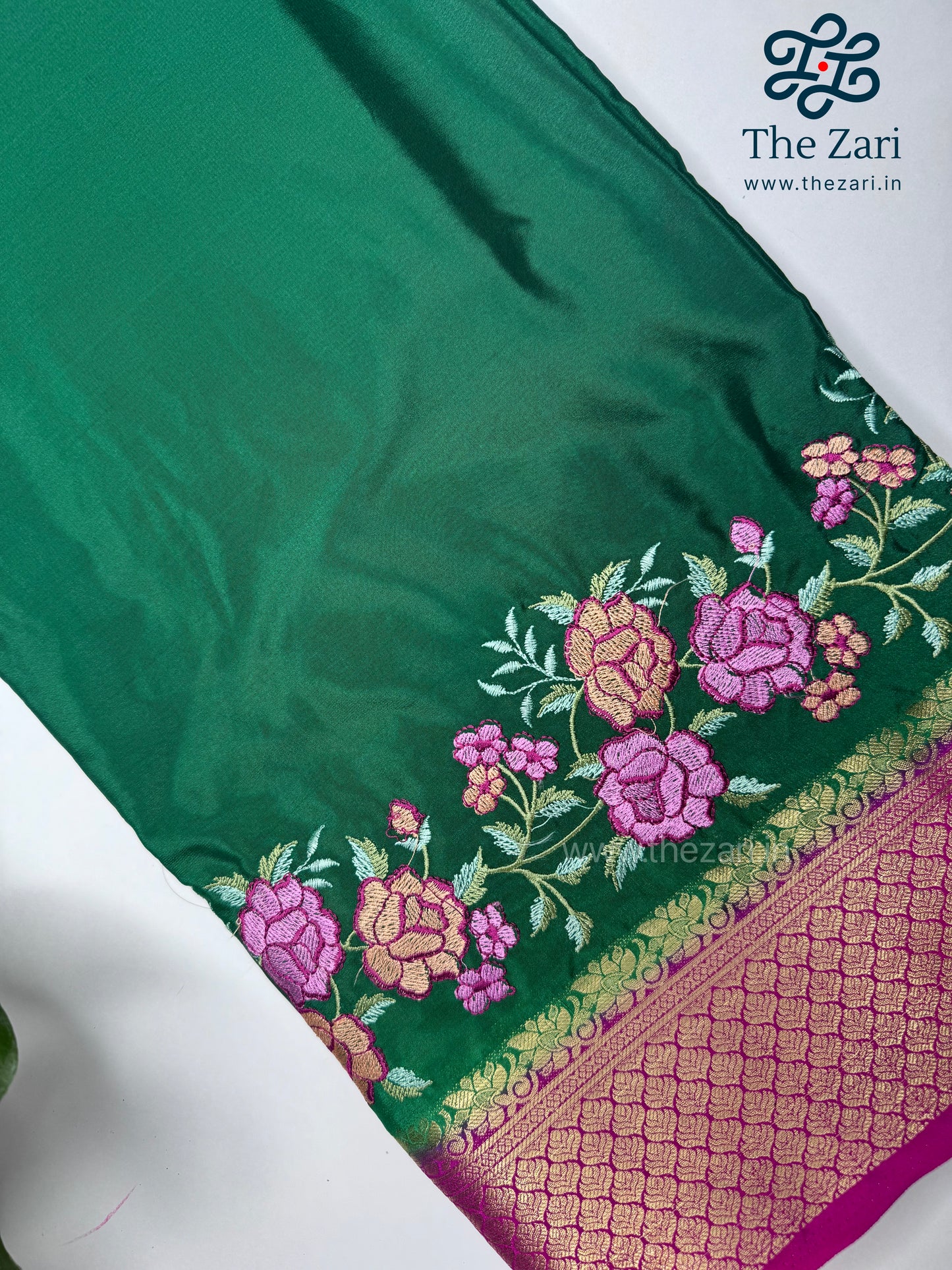 Embroidered semi silk saree