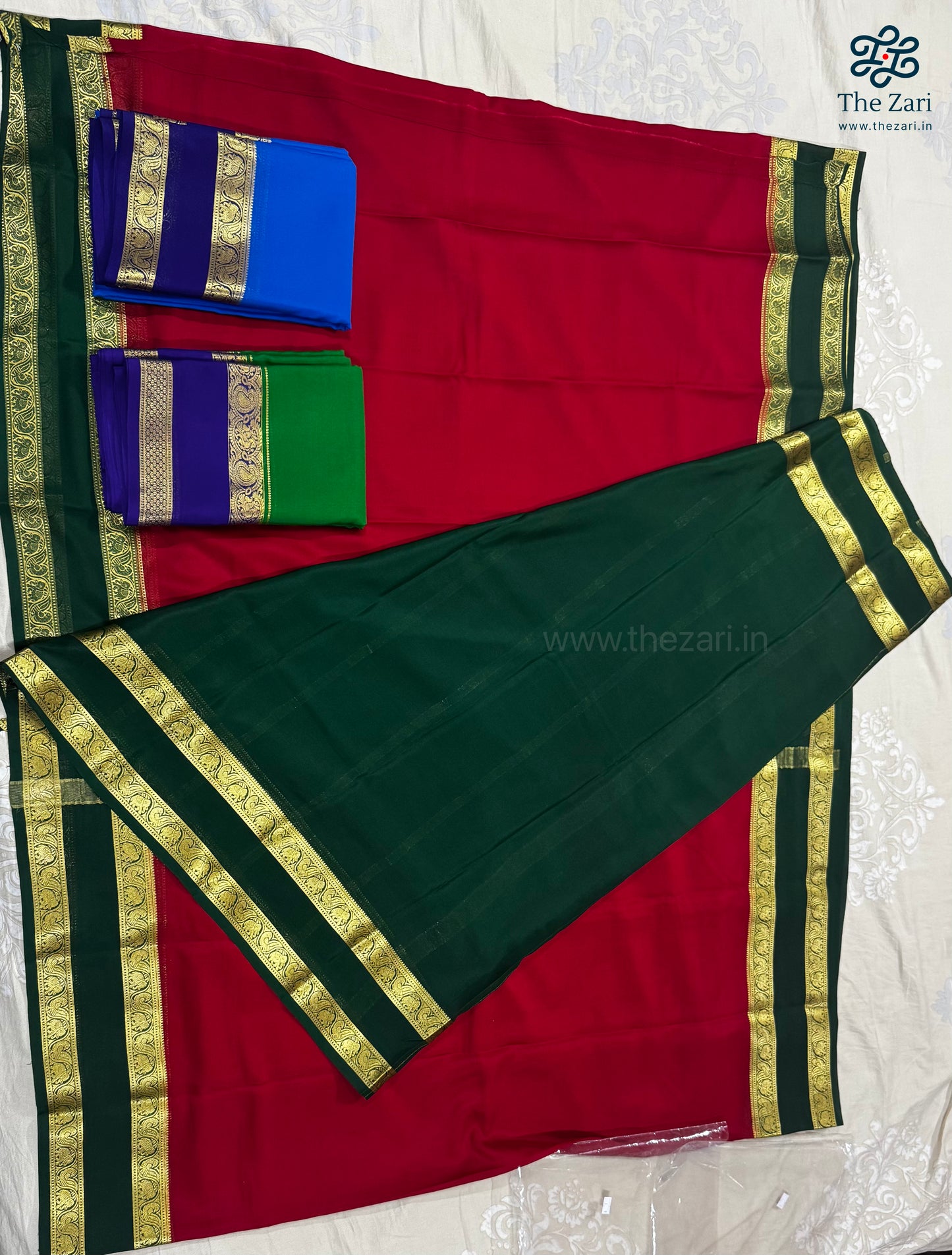 Pure Mysore crepe silk - Red & Green