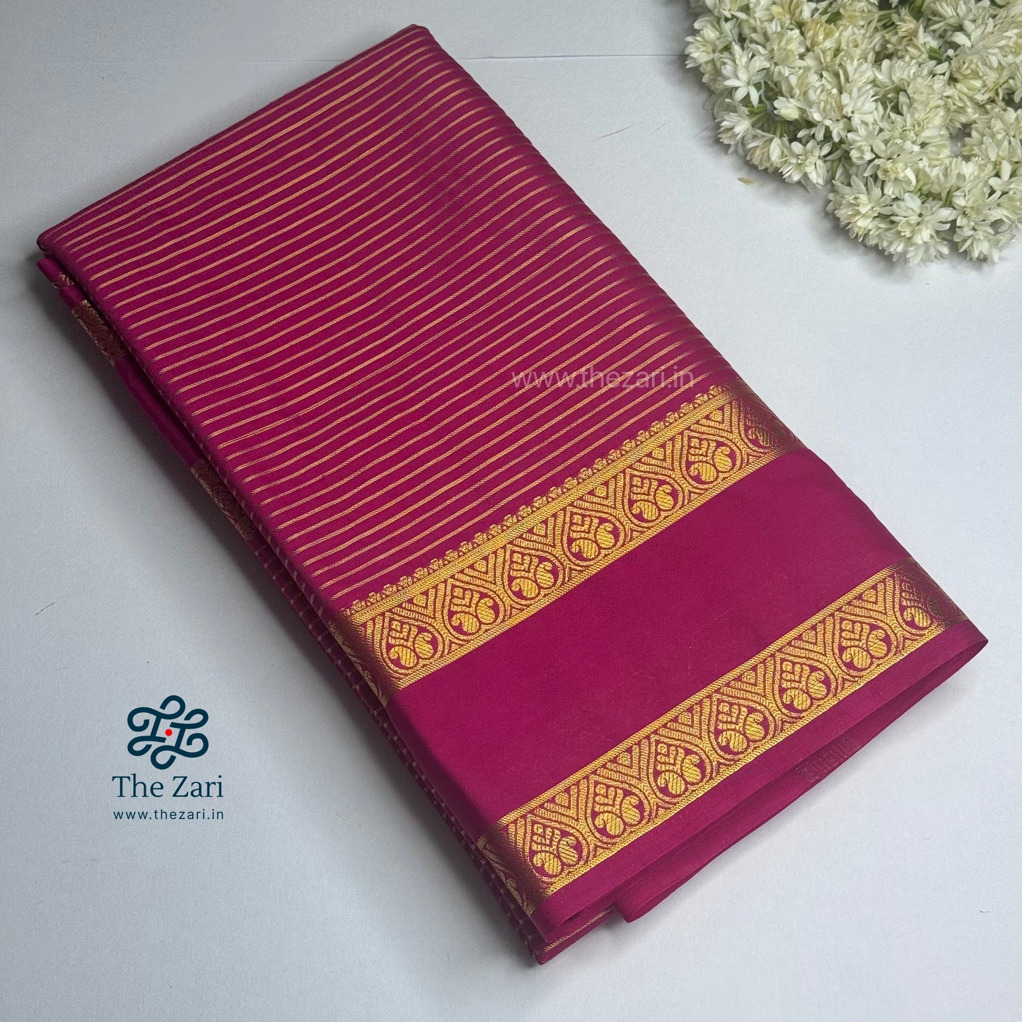Semi Mysore silk Pink Crepe saree