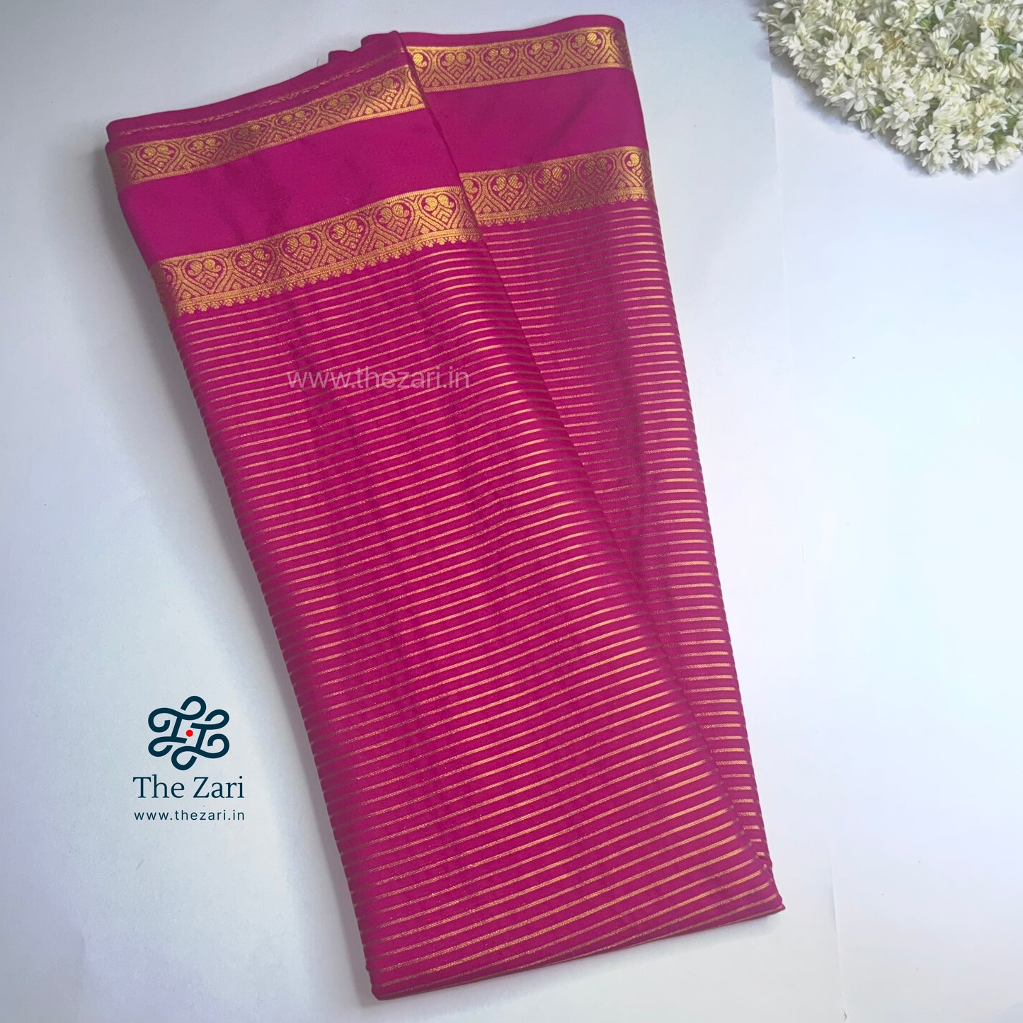 Semi Mysore silk Pink Crepe saree