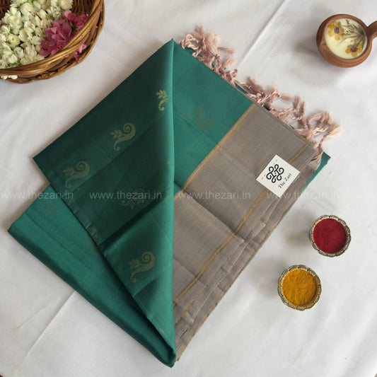 Kanchivaram Soft Silk blue and grey color