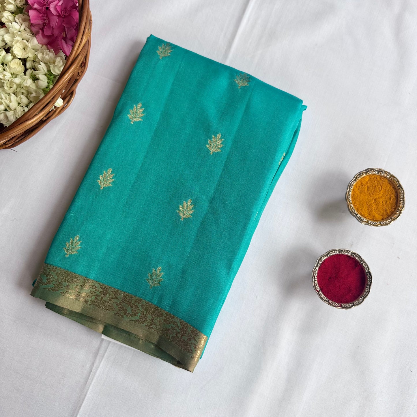 Kanchivaram Soft silk Blue saree with small border