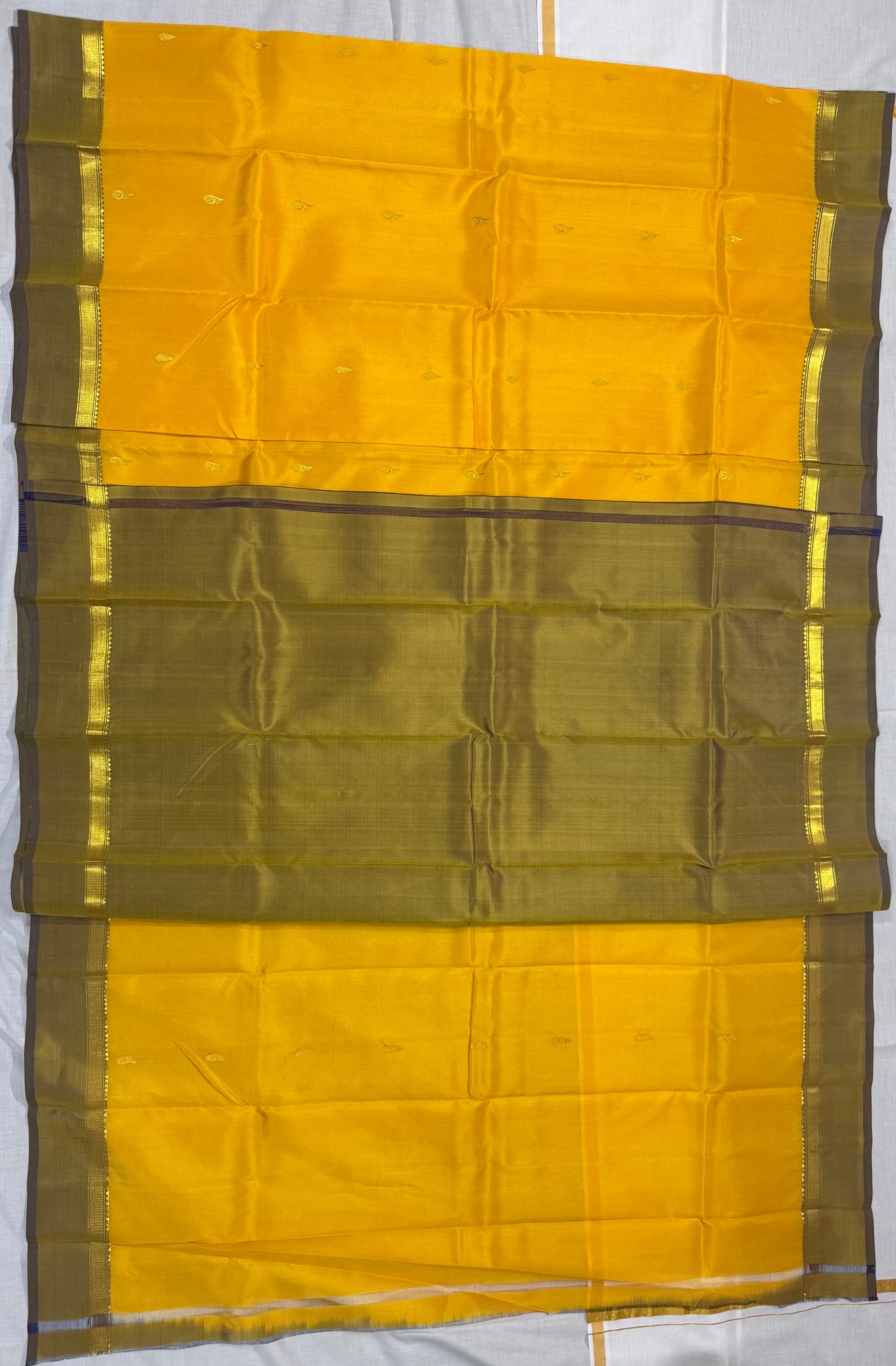 Kanchivaram Soft silk yellow saree with small border