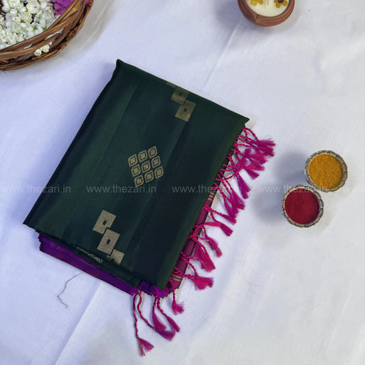 Kanchivaram soft silk green and pink color