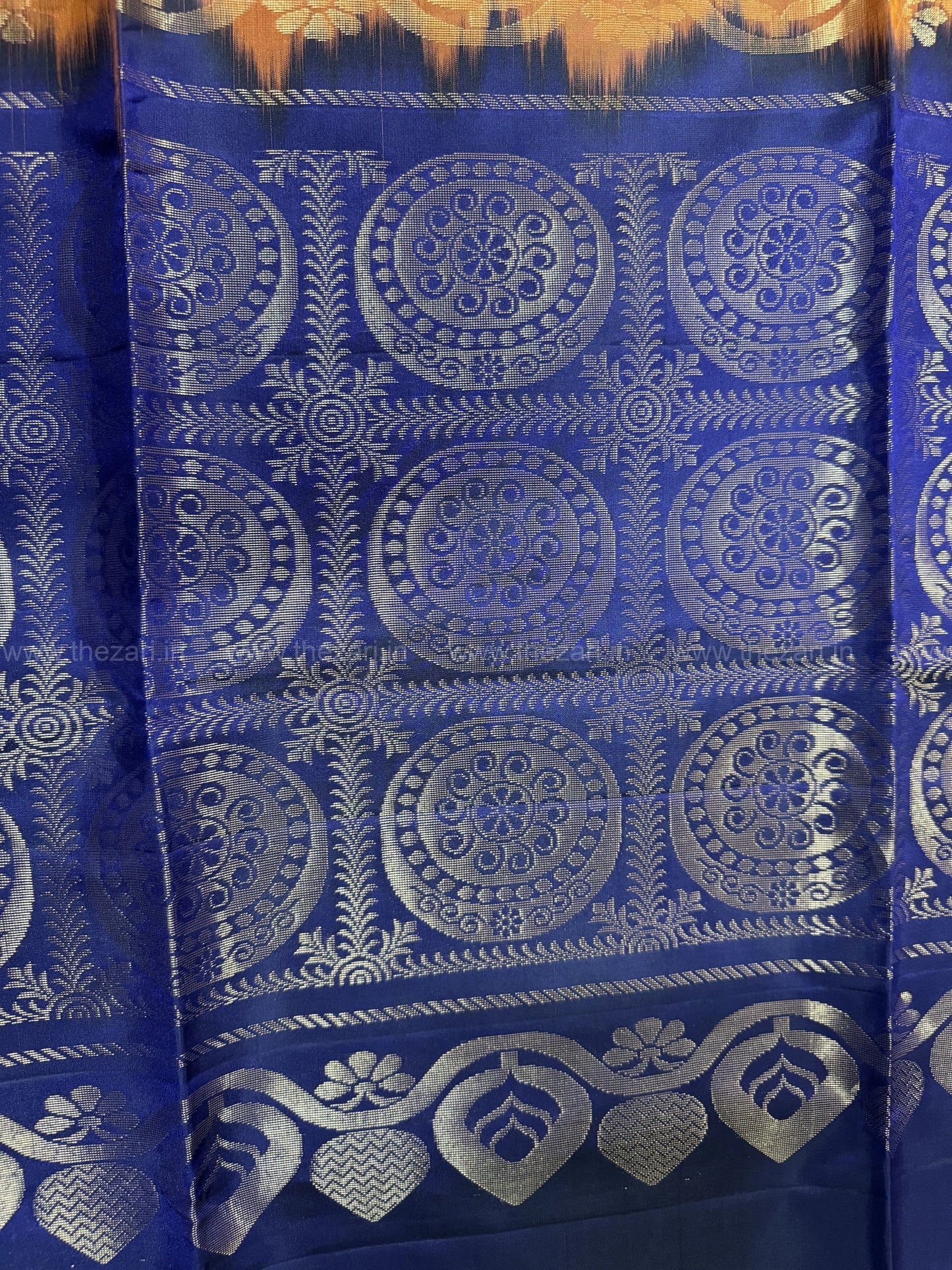 Kanchivaram soft silk rustic orange and blue