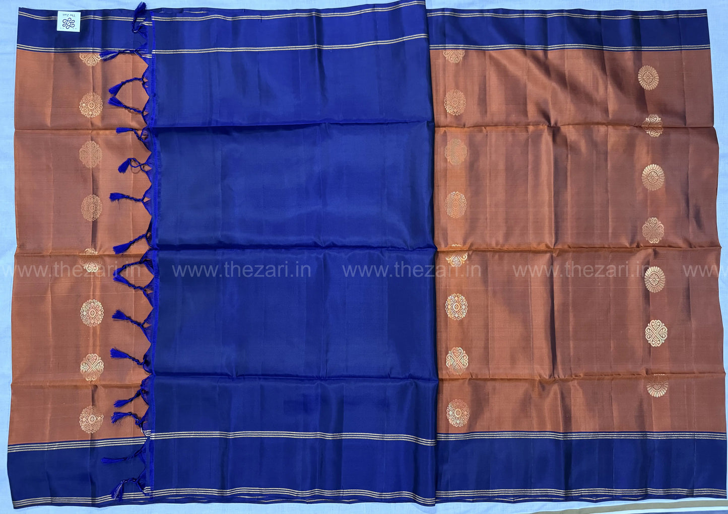 Kanchivaram soft silk rustic orange and blue