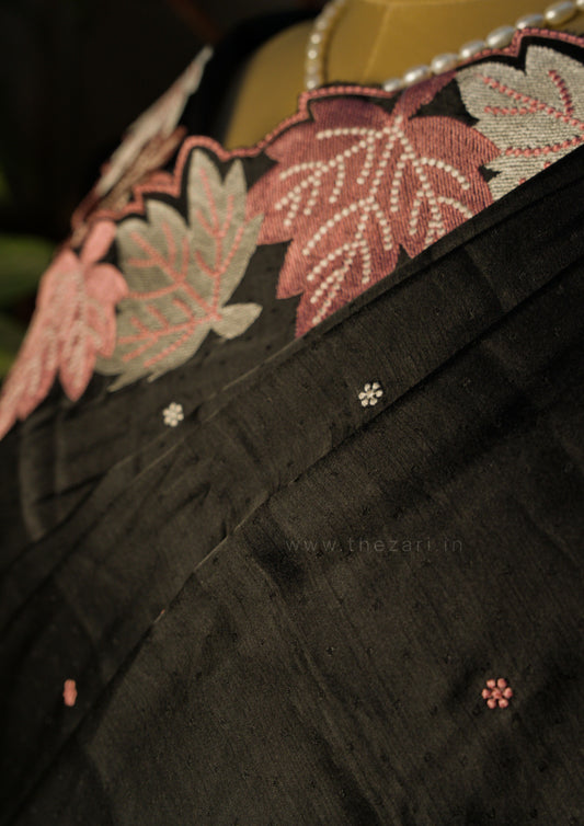 Black Dobby Tussar Saree