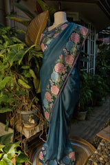 Organza Cross Blue Stitched