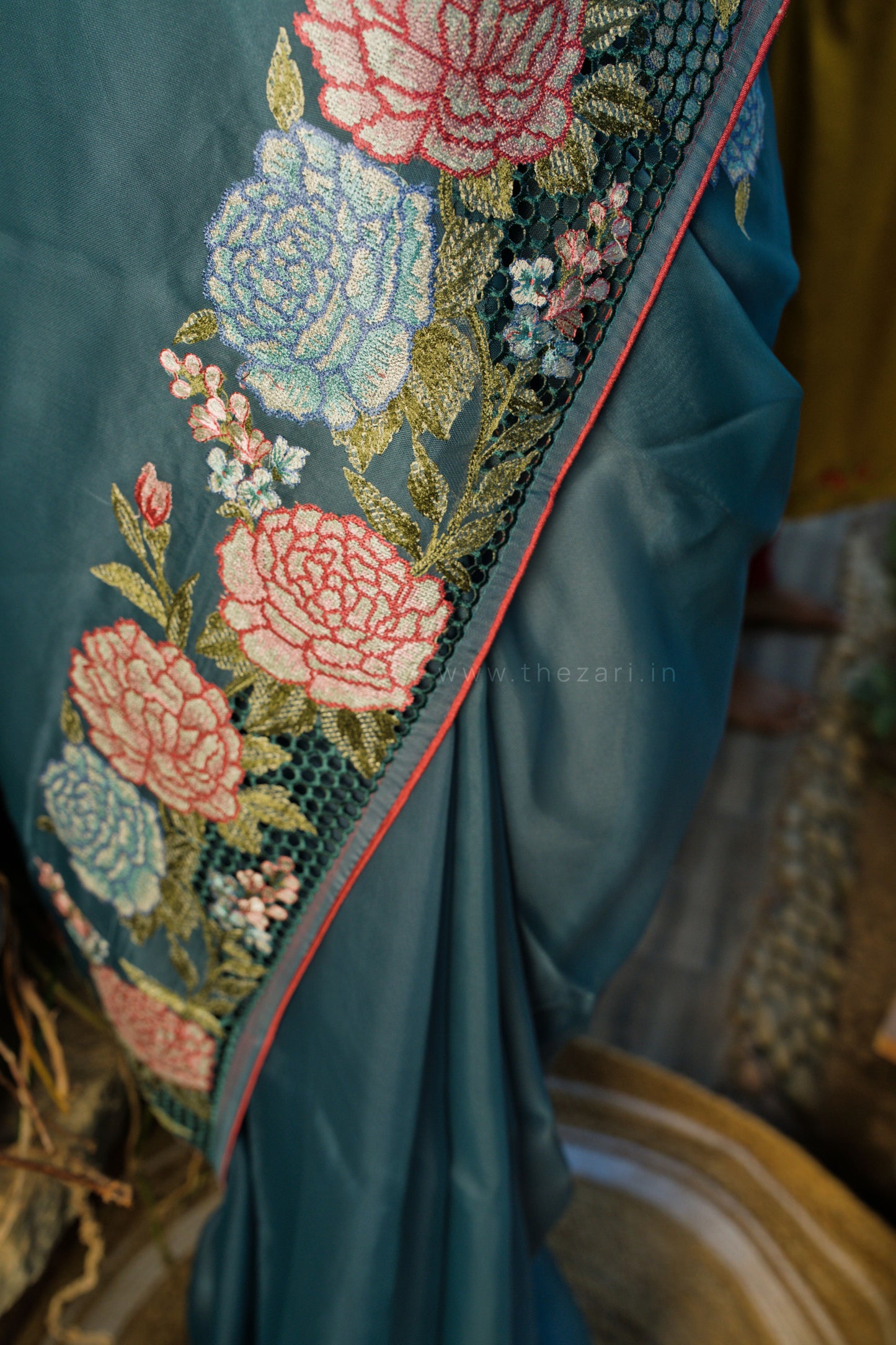 Organza Cross Blue Stitched