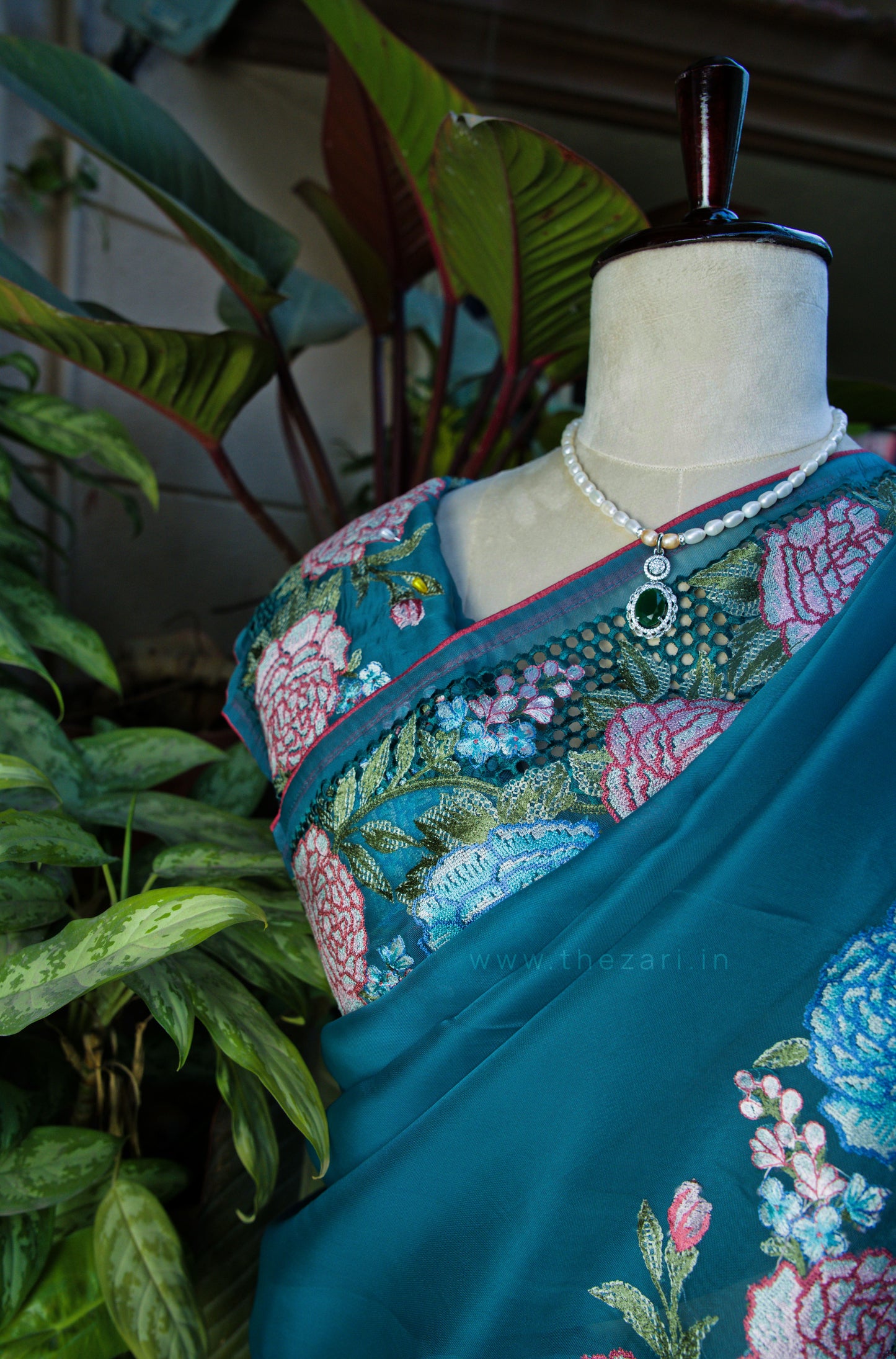 Organza Cross Blue Stitched