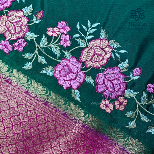 Embroidered semi silk saree