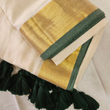 Green Border Mul Cotton 120 Count Saree