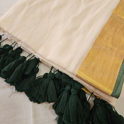Green Border Mul Cotton 120 Count Saree