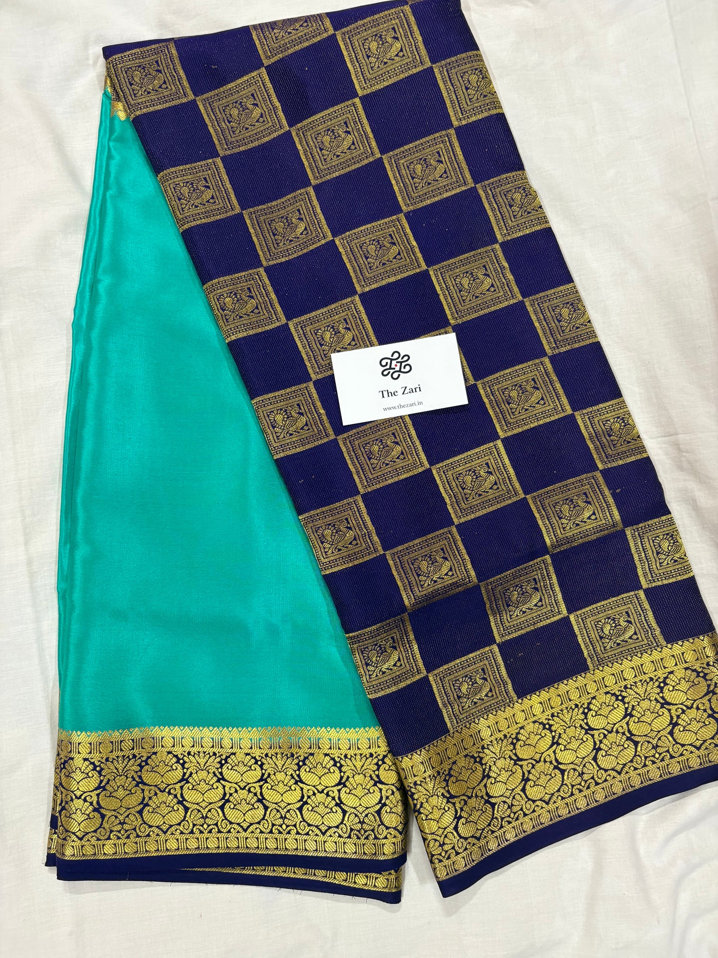 Pure Mysore Silk Saree in Half and Half Peacock Pattern 120GSM