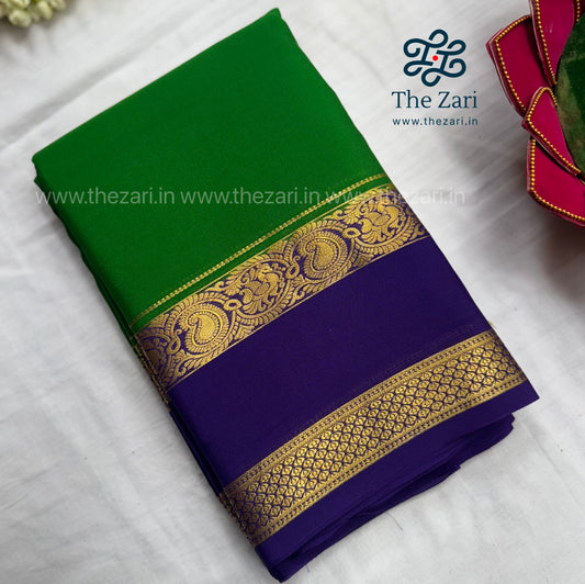 Pure  Mysore crepe silk - Green & Blue