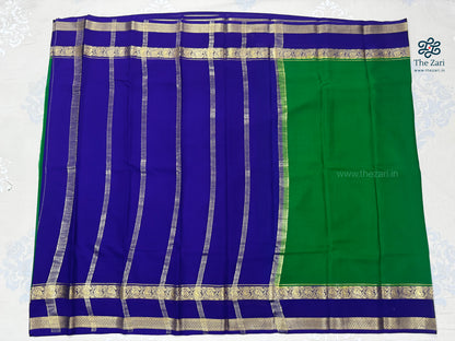 Pure  Mysore crepe silk - Green & Blue