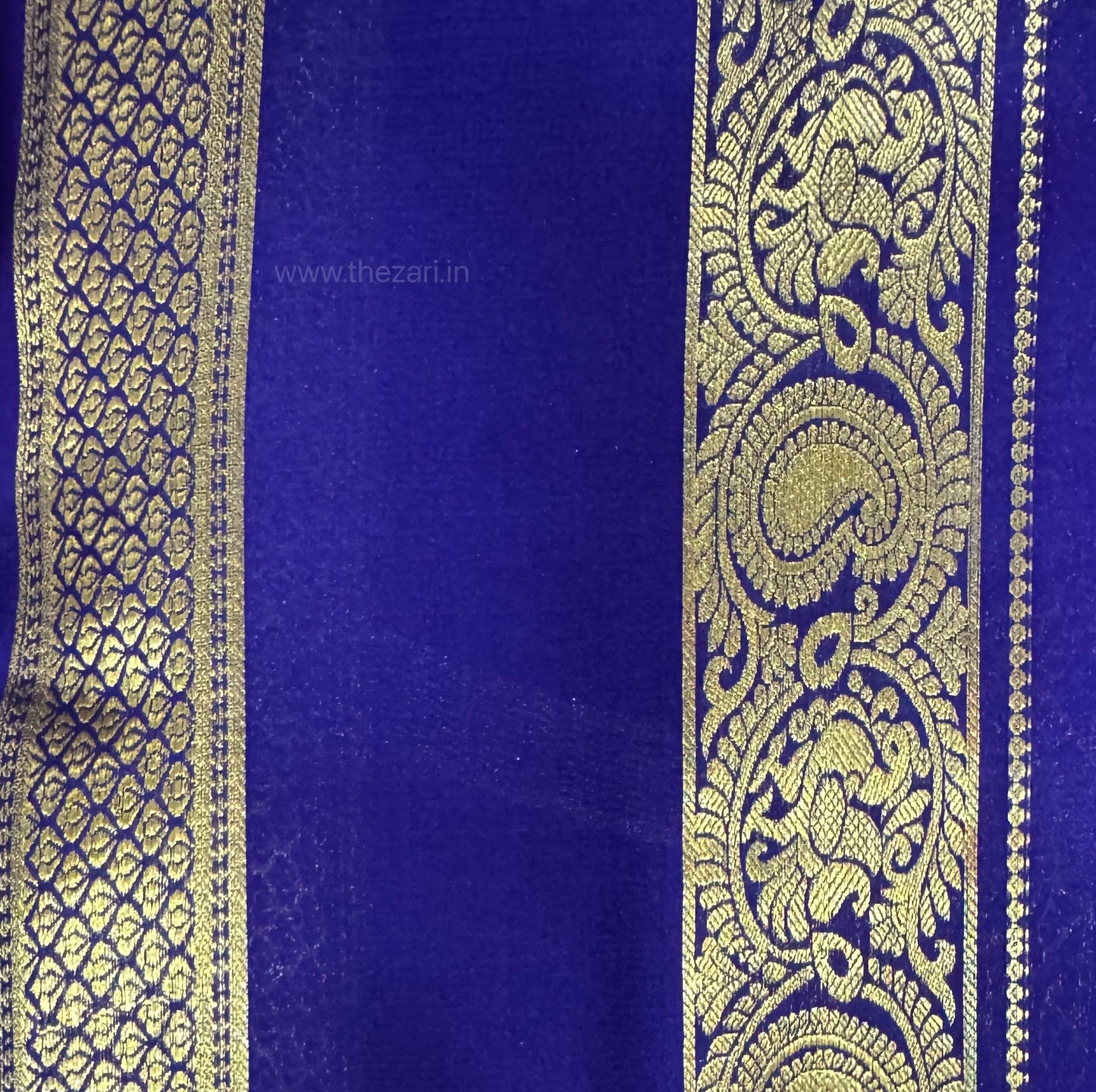 Pure Mysore crepe silk with vertical lines Royal blue color