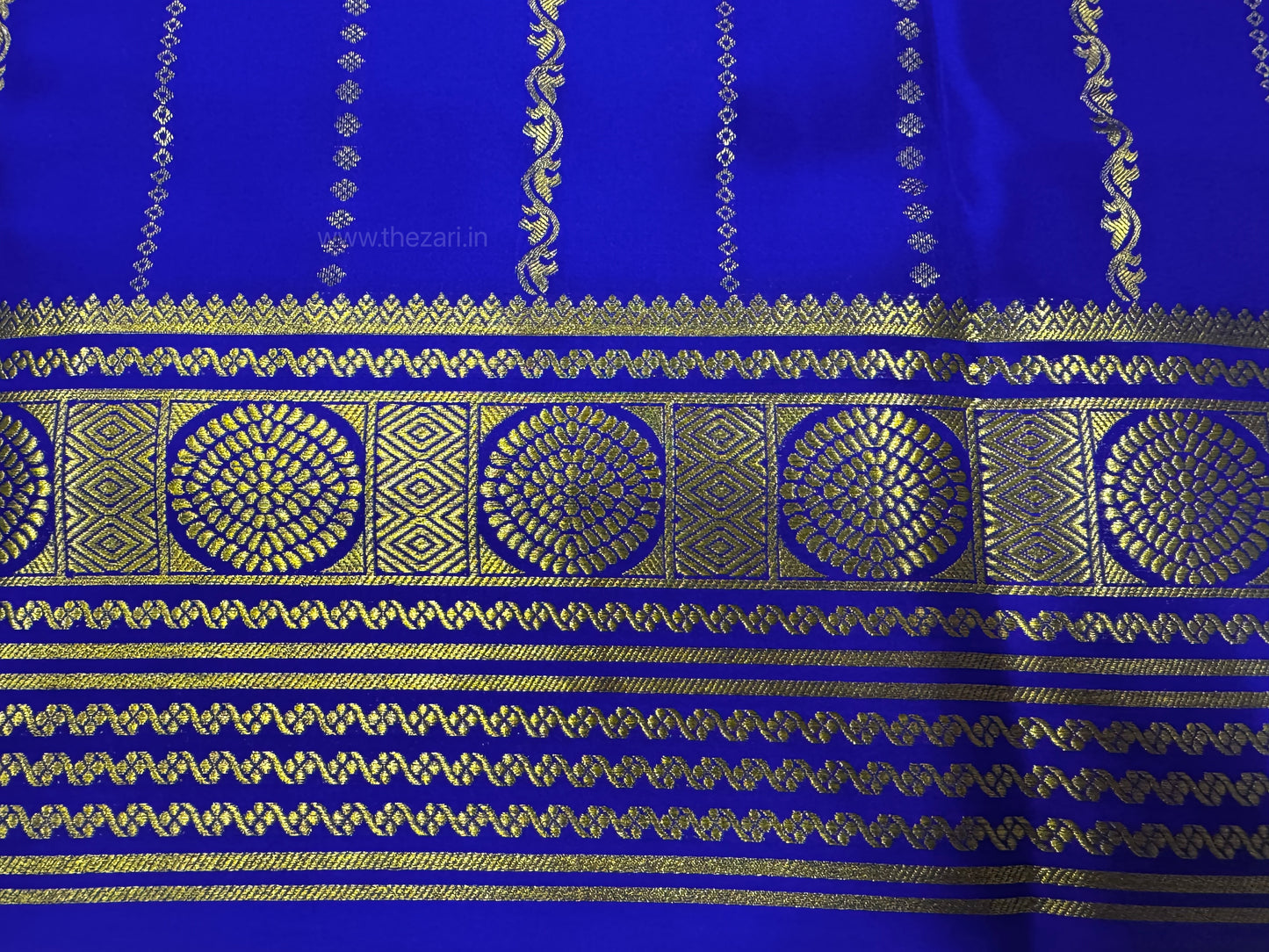 Pure Mysore crepe silk with vertical lines Royal blue color