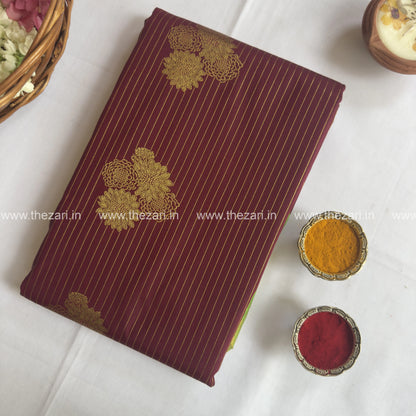 Semi kanchivaram silk saree dark maroon and green