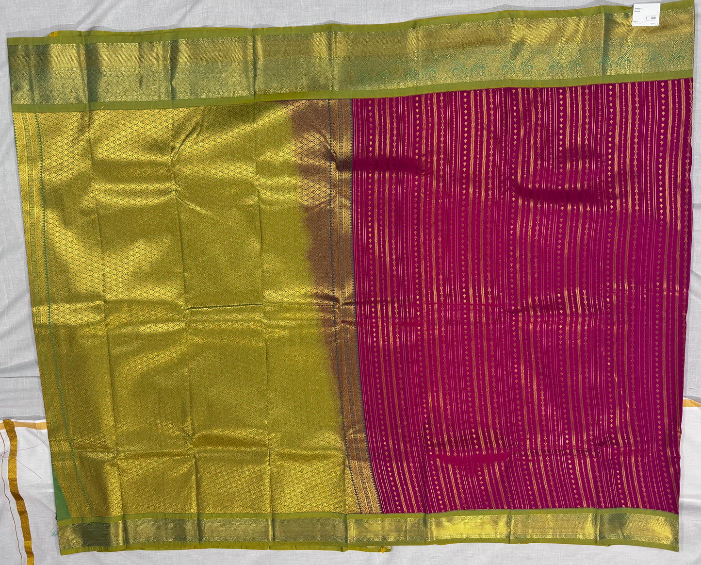Semi kanchivaram silk saree rani pink and green