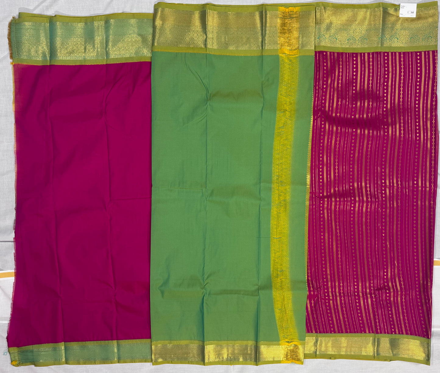 Semi kanchivaram silk saree rani pink and green