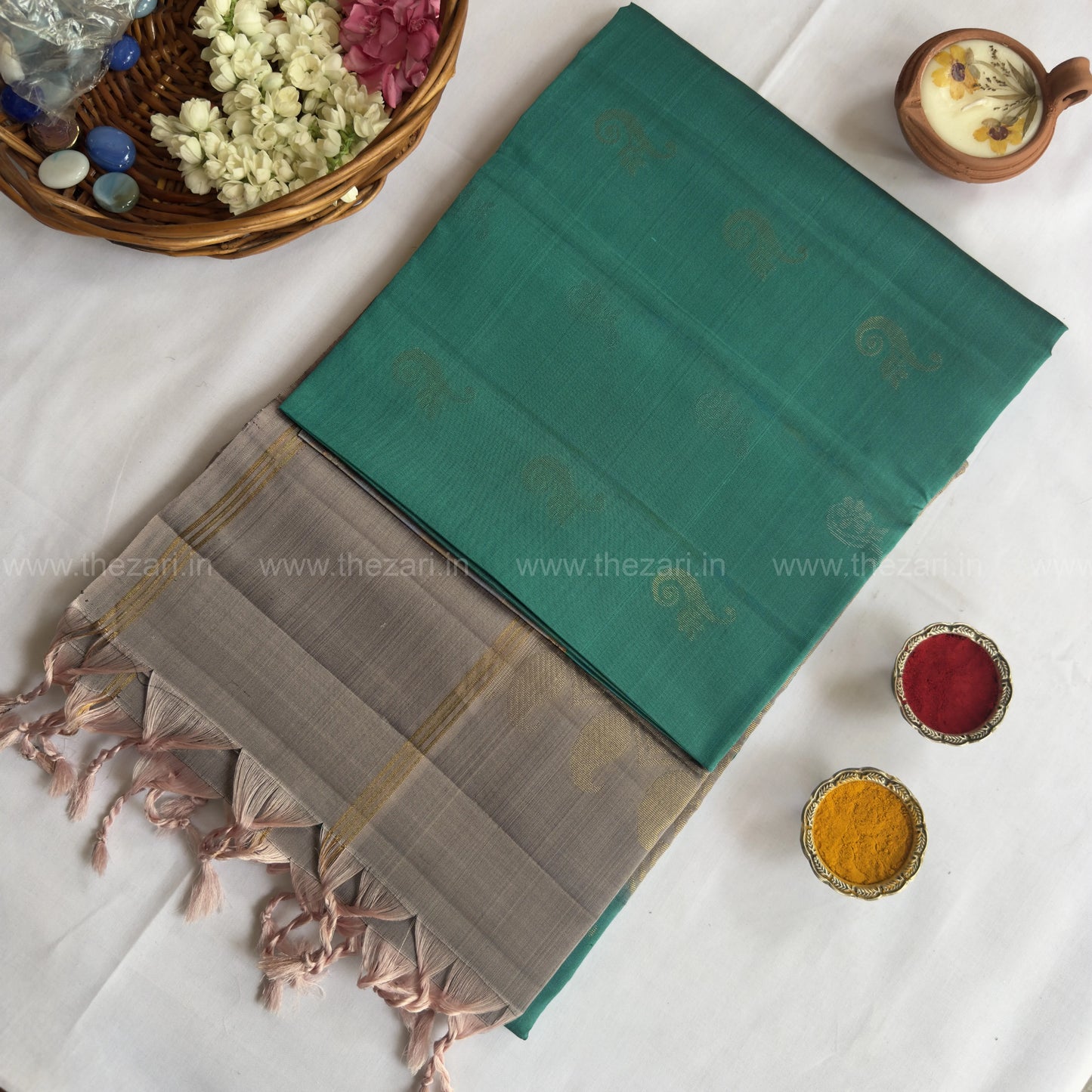 Kanchivaram  Soft Silk blue and grey color