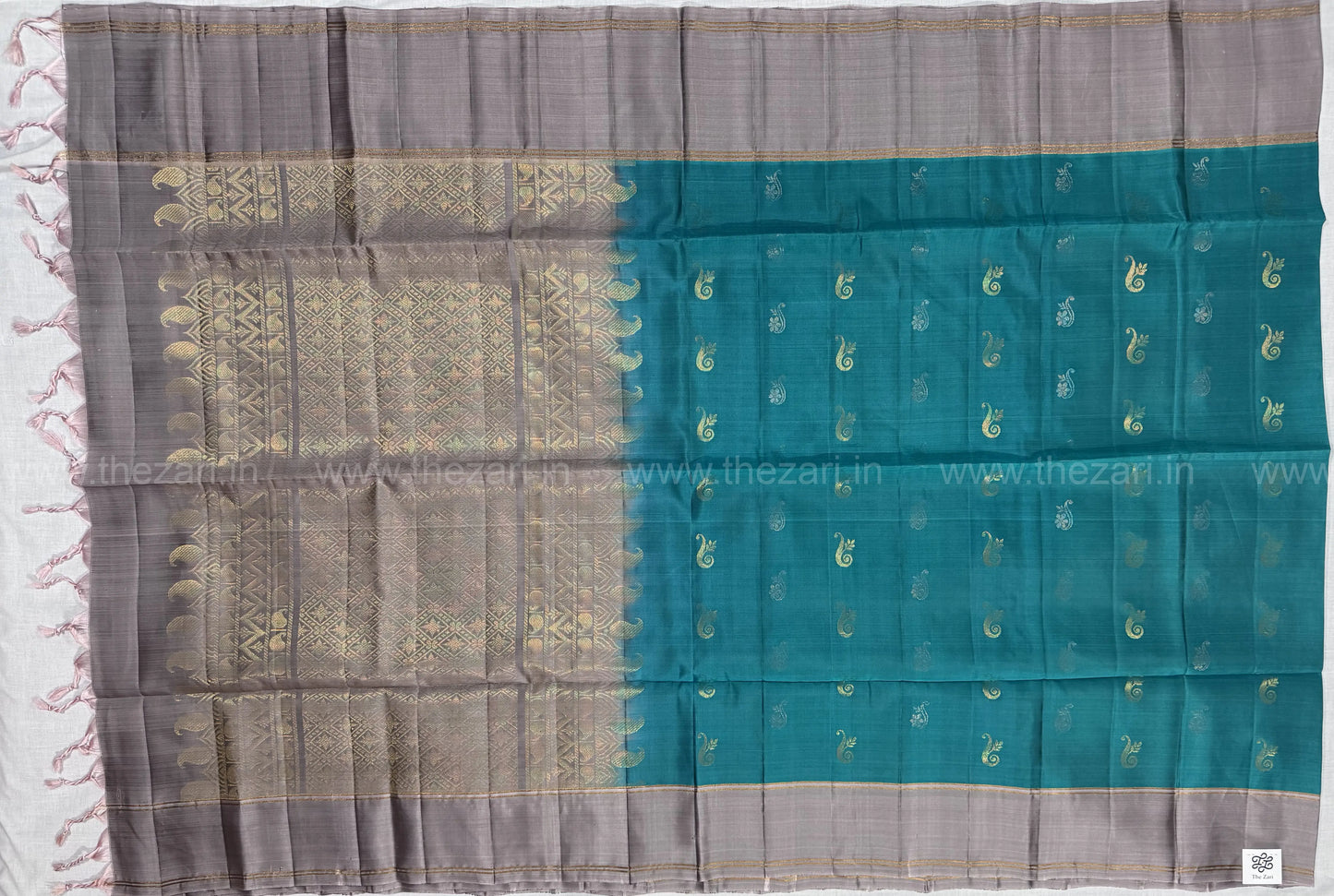Kanchivaram  Soft Silk blue and grey color