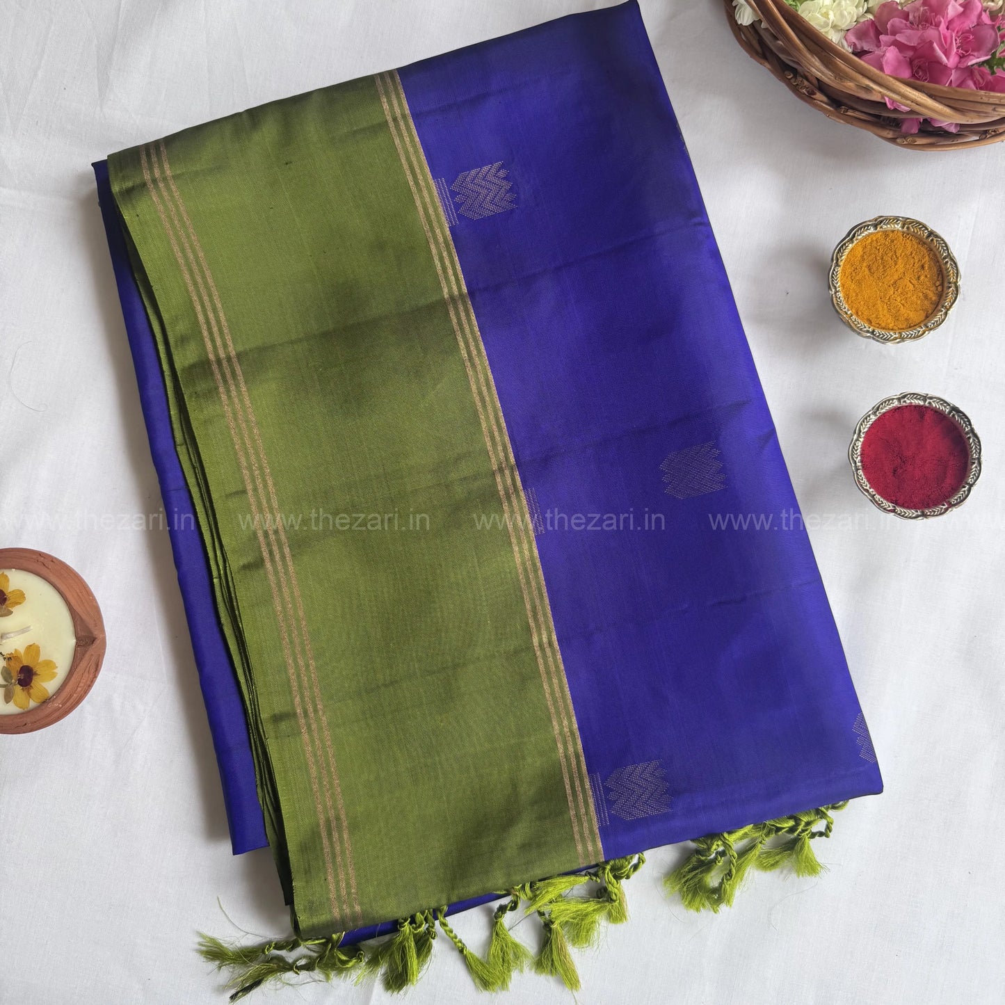Kanchivaram  Soft silk in blue and green color