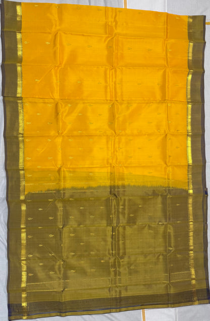 Kanchivaram  Soft silk yellow saree with small border