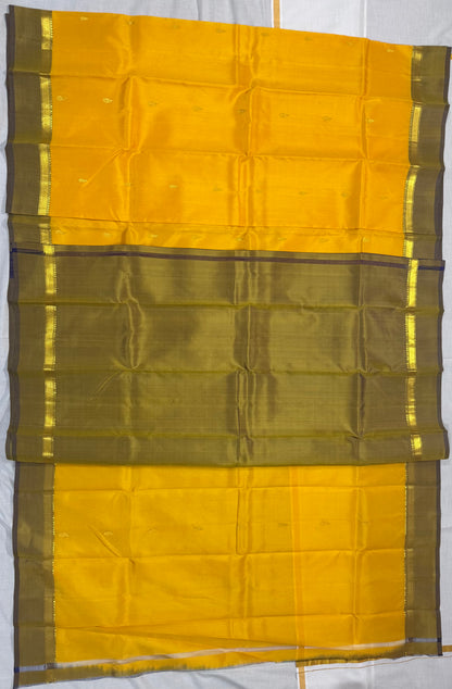 Kanchivaram  Soft silk yellow saree with small border