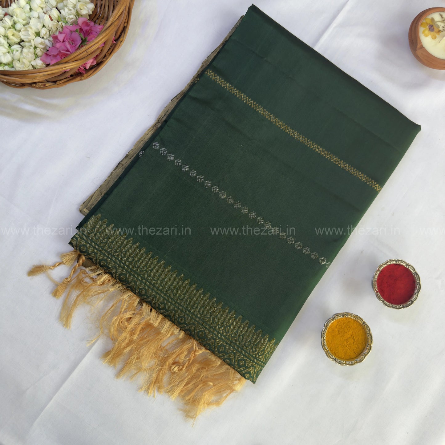 Kanchivaram  soft silk green and gold