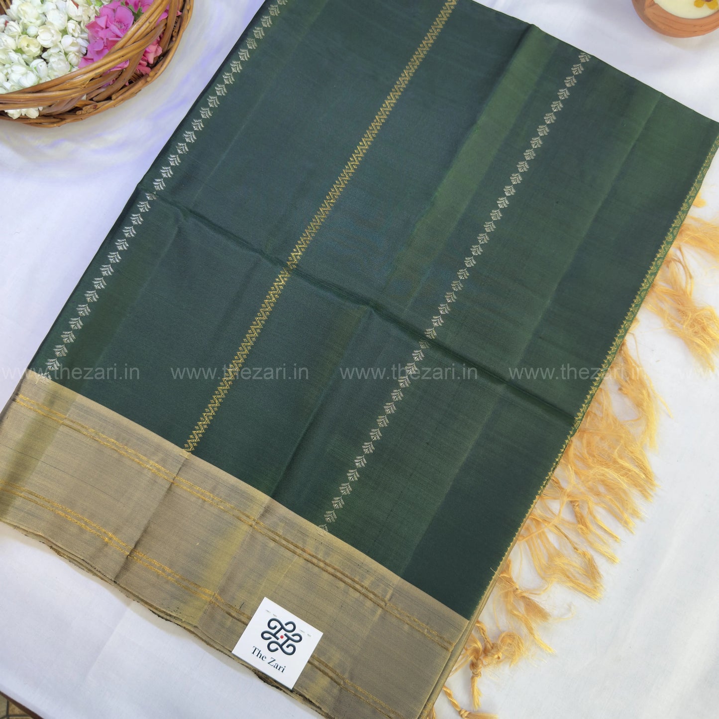 Kanchivaram  soft silk green and gold