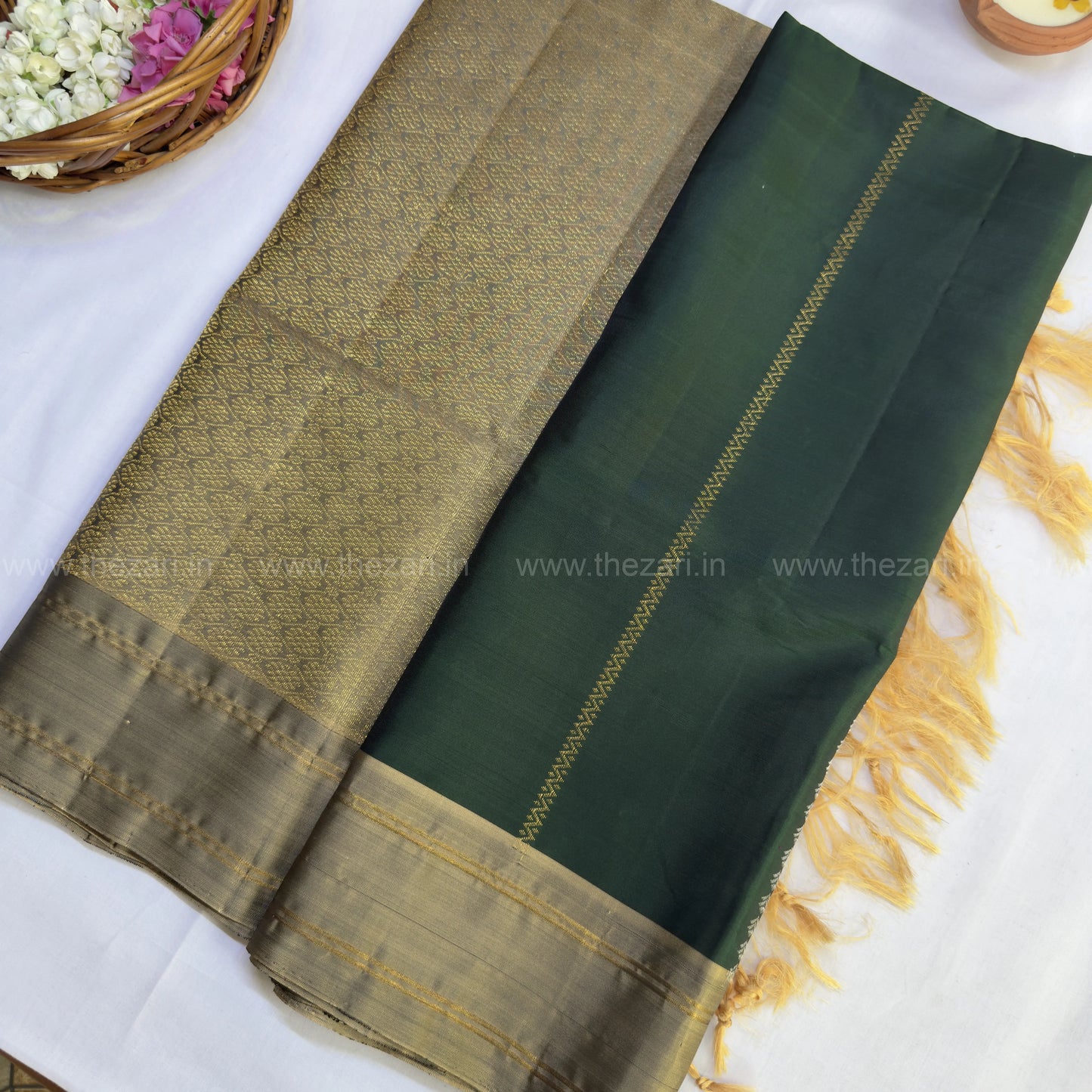 Kanchivaram  soft silk green and gold