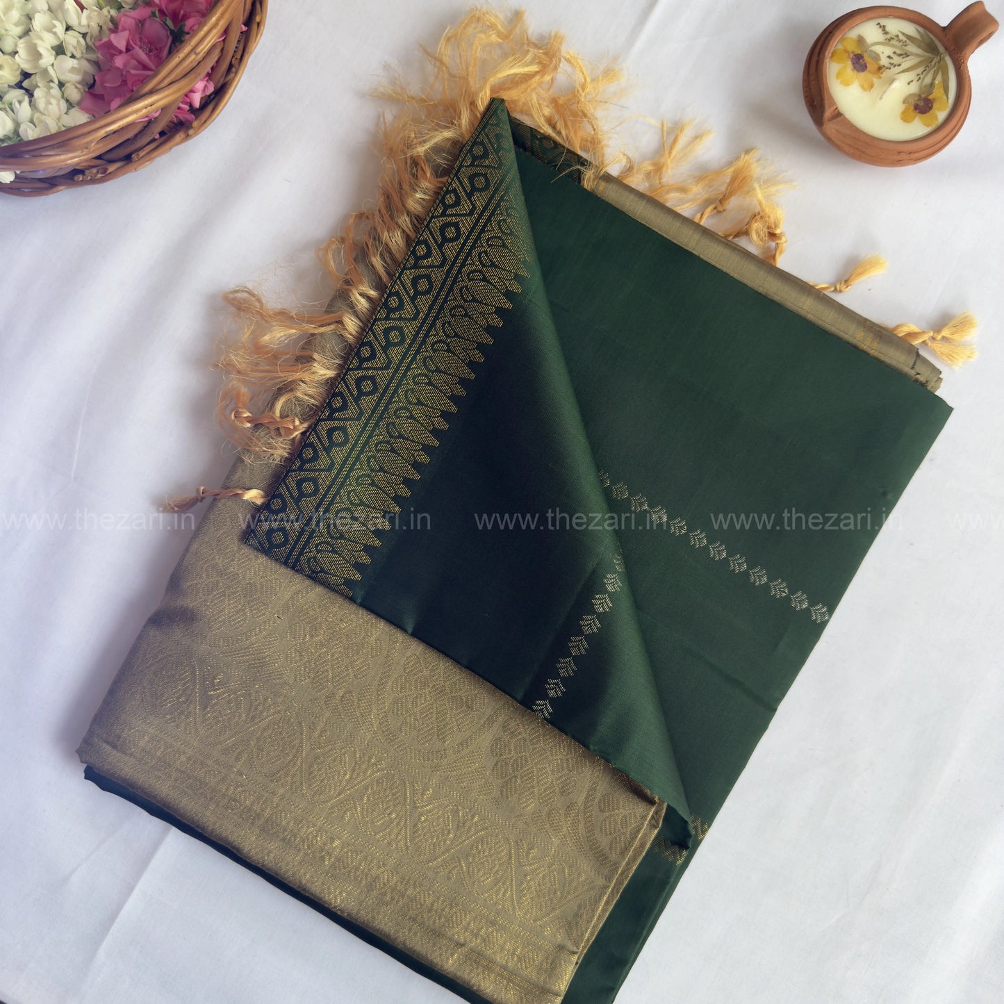 Kanchivaram  soft silk green and gold