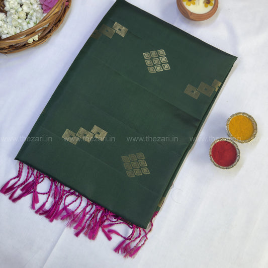 Kanchivaram soft silk green and pink color