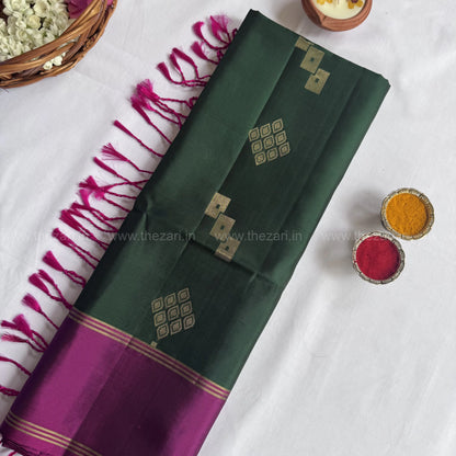 Kanchivaram soft silk green and pink color