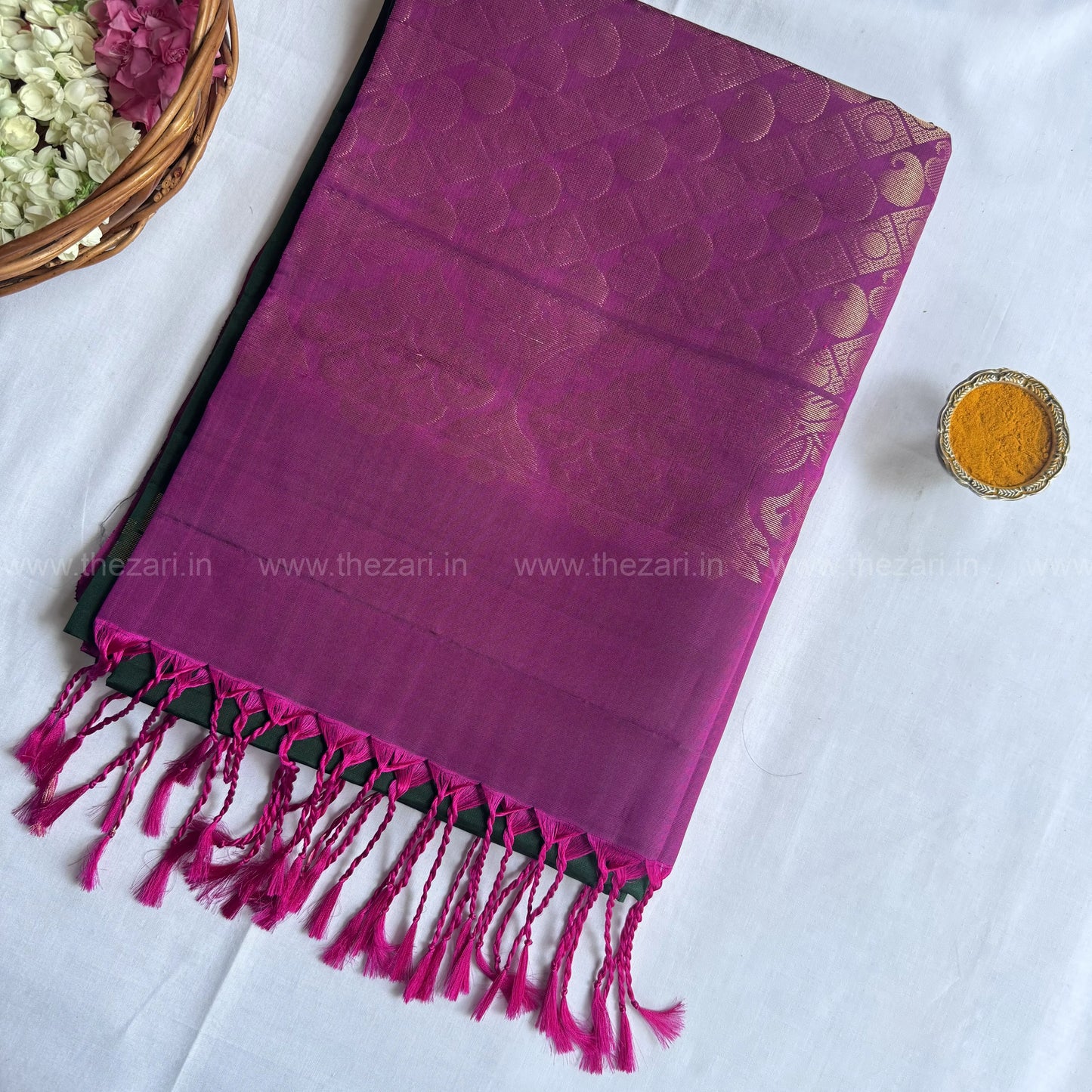 Kanchivaram soft silk green and pink color