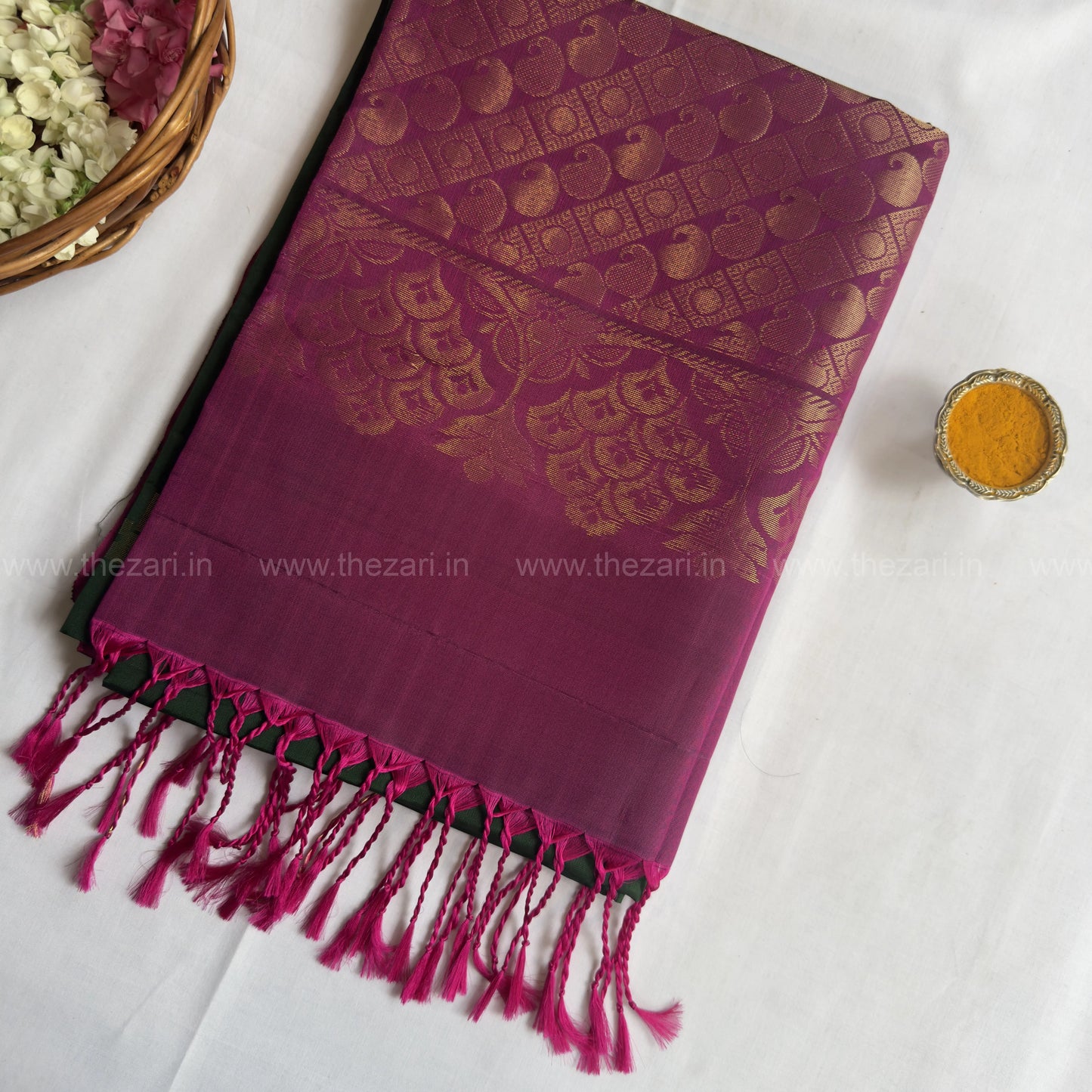 Kanchivaram soft silk green and pink color