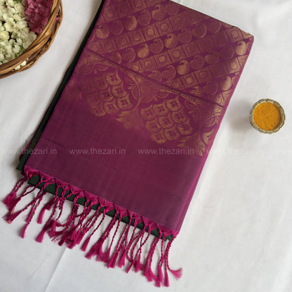 Kanchivaram soft silk green and pink color