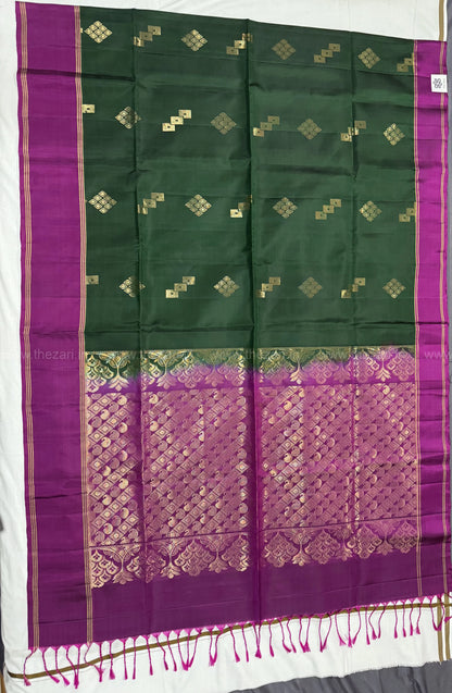 Kanchivaram soft silk green and pink color