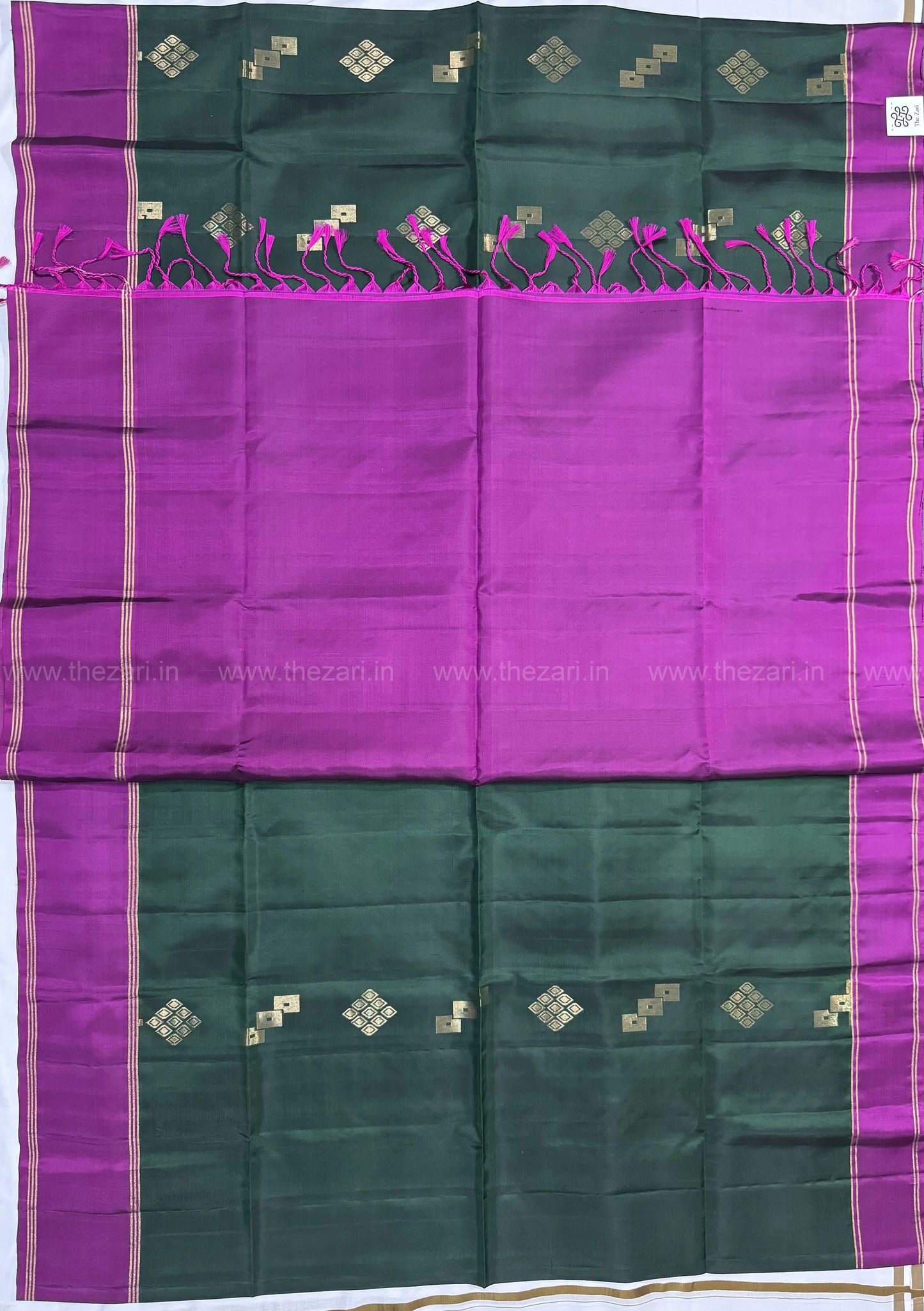 Kanchivaram soft silk green and pink color