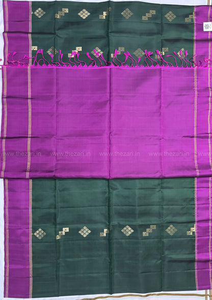 Kanchivaram soft silk green and pink color