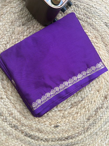 Purple Mango Border Crepe Saree