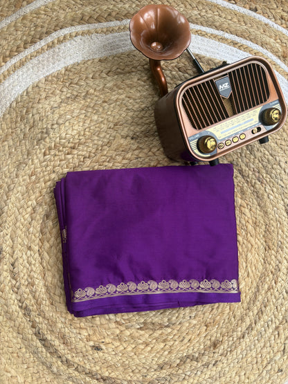Purple Mango Border Crepe Saree