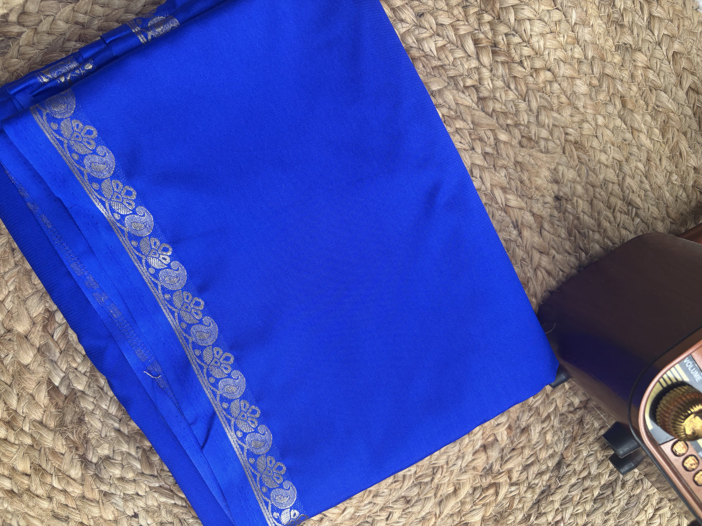 Blue Mango Border Crepe Saree