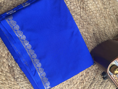 Blue Mango Border Crepe Saree