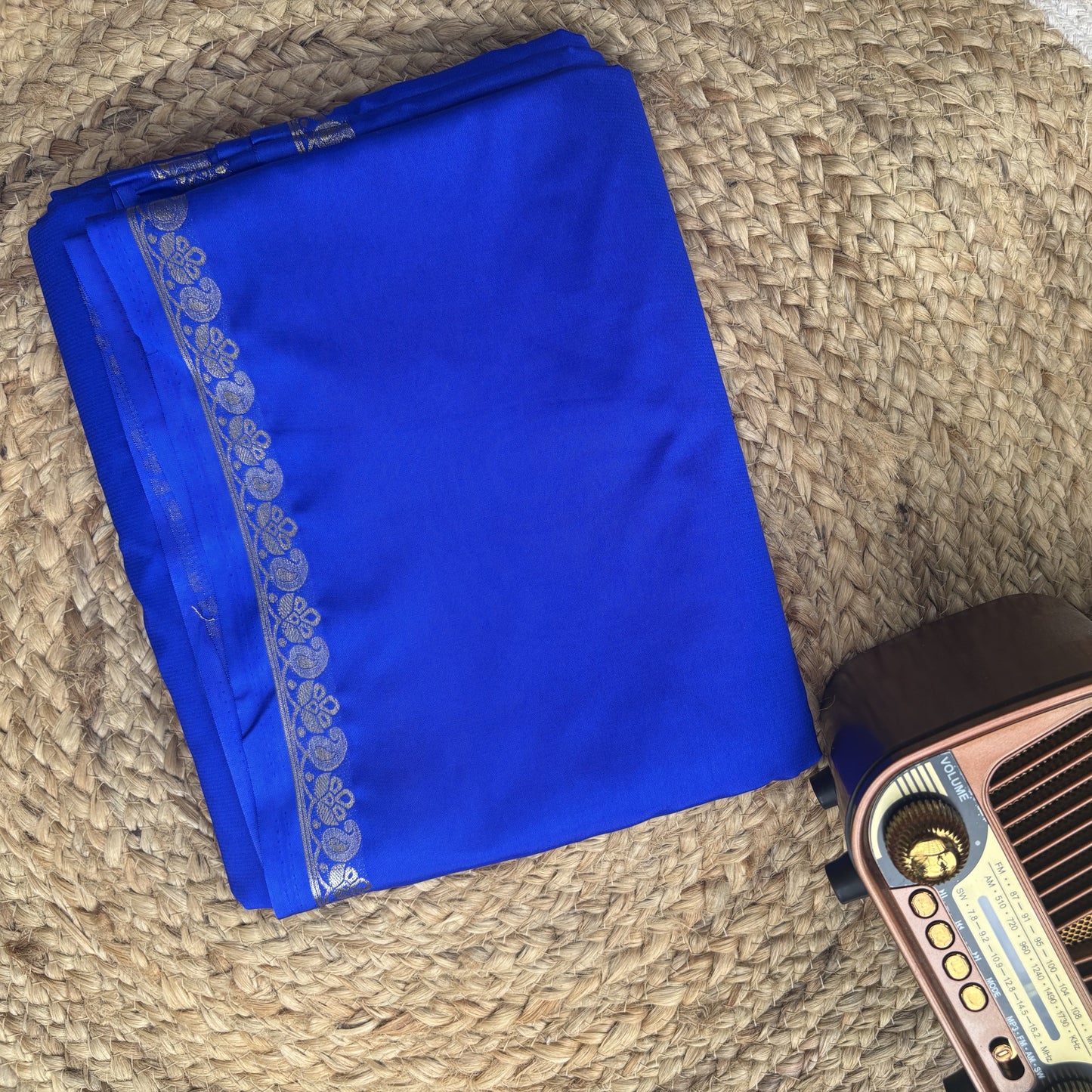Blue Mango Border Crepe Saree